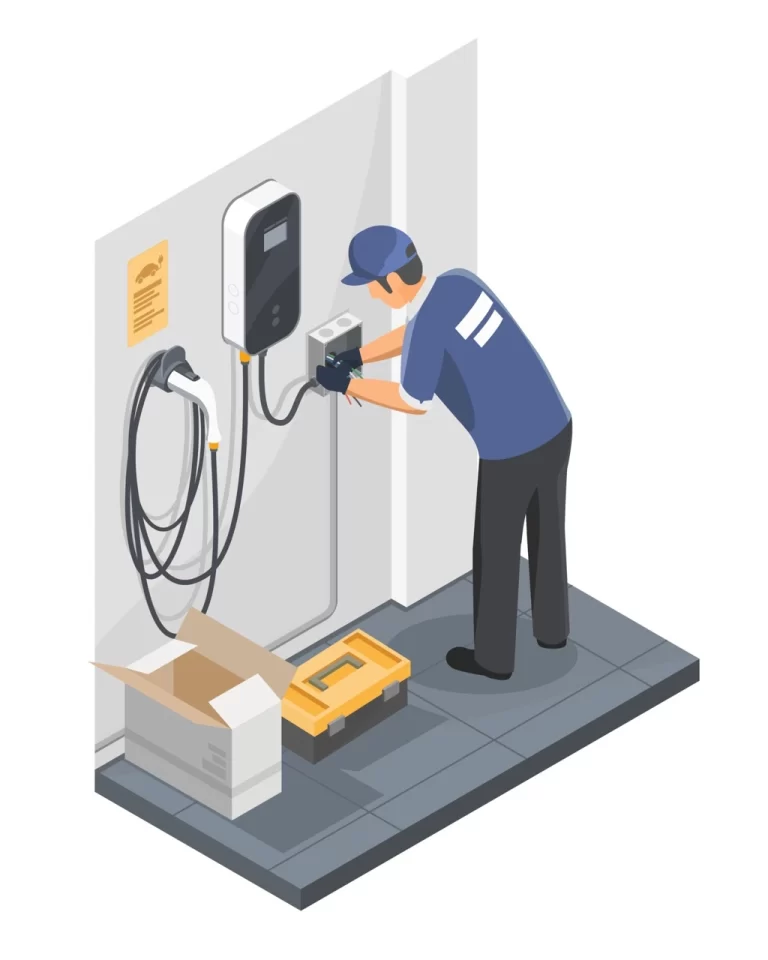 electrician installing ev charger at home