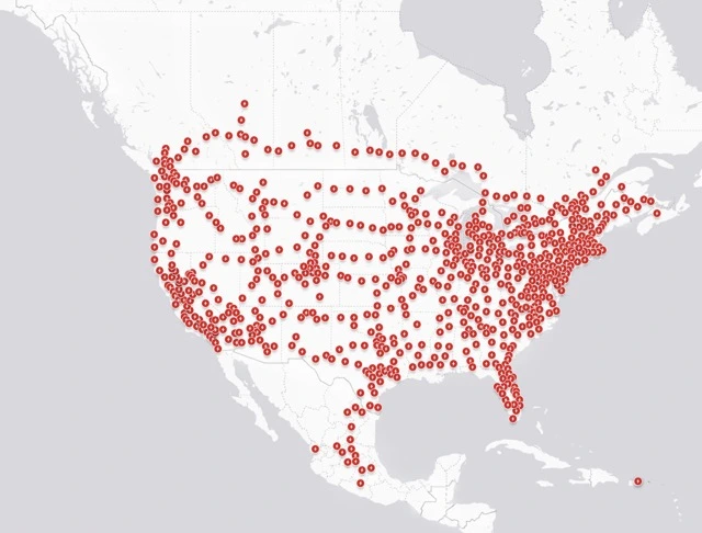 tesla supercharging location in North America